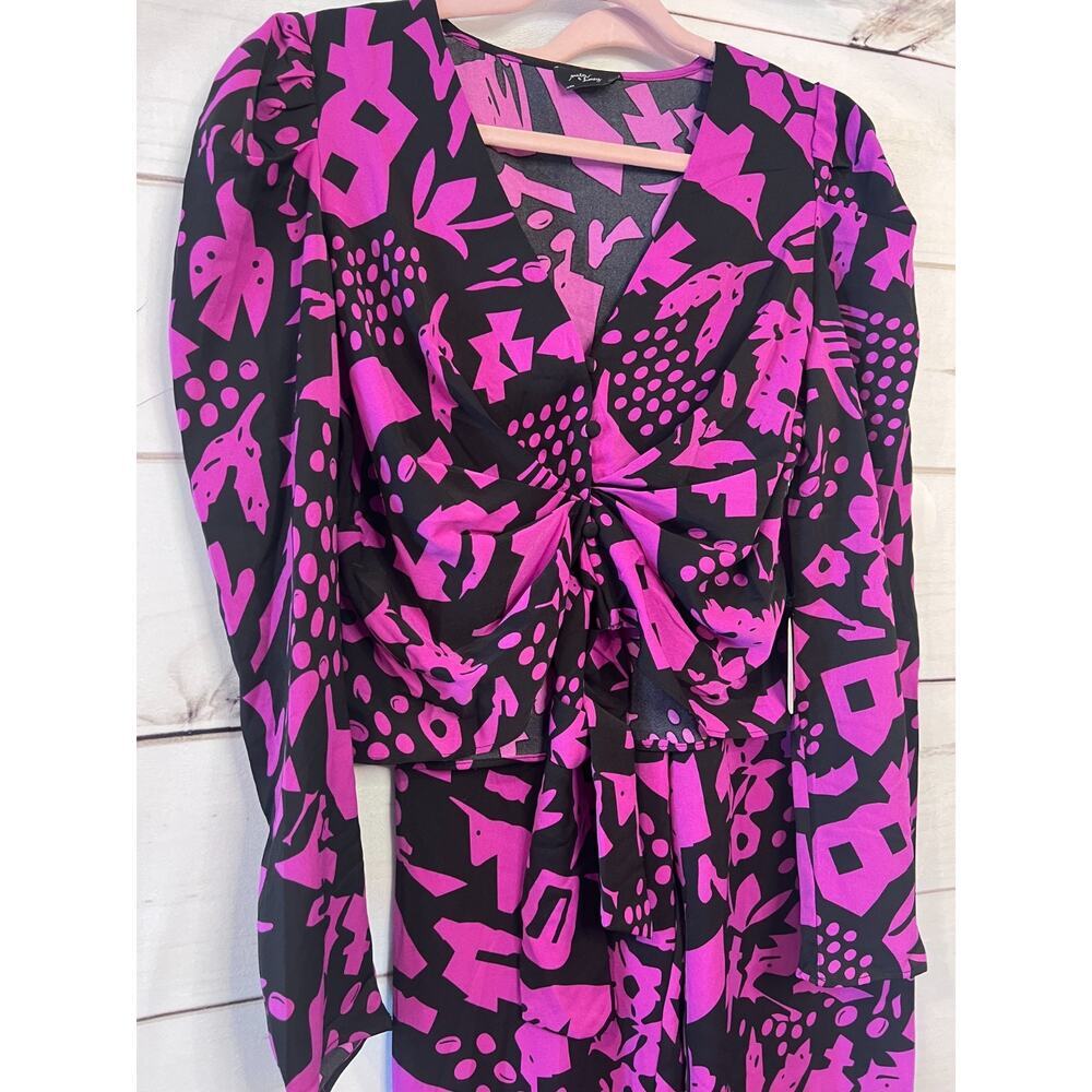 Abstract Purple & Black Tie-Waist Jumpsuit - Picture 7 of 7